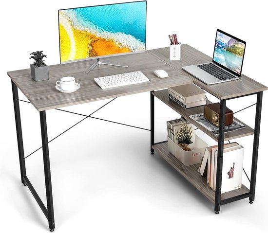 bureau, forme L, table d'ordinateur avec étagère Bureau d'angle droit ou  gauche avec