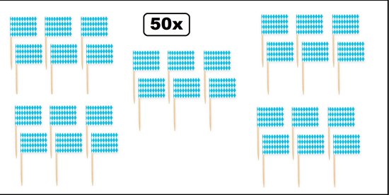 50x Cocktailprikker blauw/wit - Oktoberfest festival party bavaria fun winterfeest thema feest Bierfeest