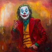 Schilderij glas The Joker - Joaquin Phoenix - Artprint op acrylglas - 100 x 100 - Kunst op glas - myDeaNA