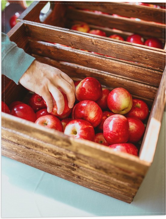 Vlag - Krat - Fruit - Appels - Hand - Hout - 30x40 cm Foto op Polyester Vlag