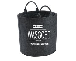 Wasmand vilt - Wasgoed 24 uur wassen en vouwen- donkergrijs- 40x40 cm