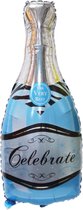 Folieballon Celebrate Blauw Champagne fles-Party-Decoratie