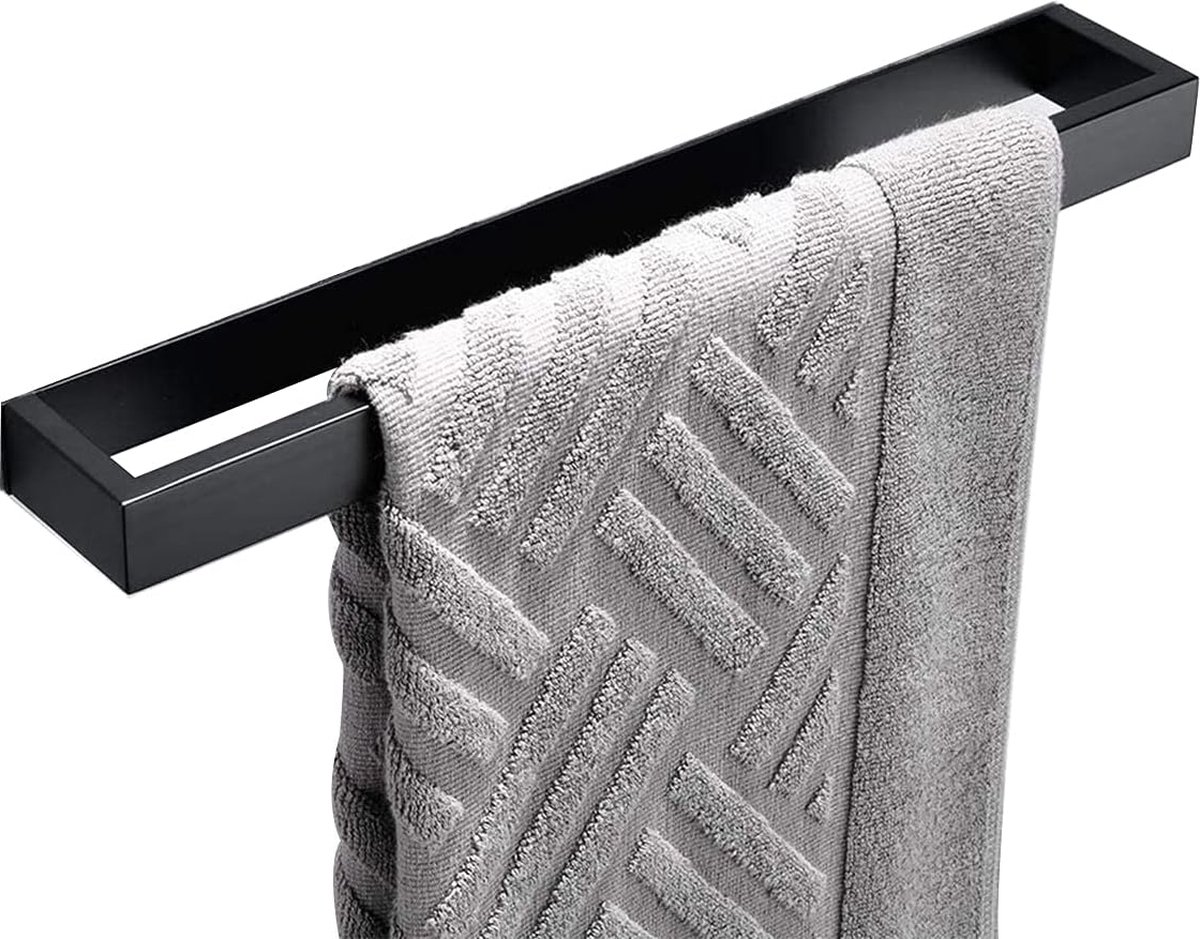 40 cm handdoekhouder badkamer wandroestvrij staal handdoekstang badhanddoekhouder zelfklevend zonder boren, mat zwart