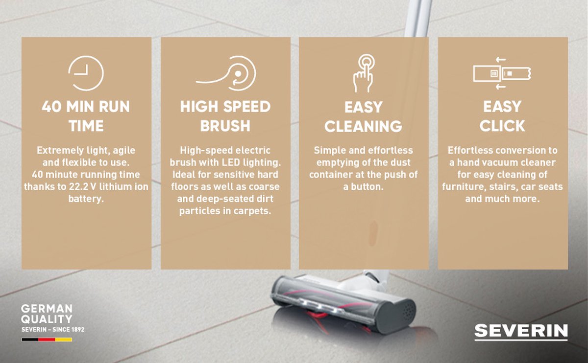 Severin HV 7152 Steelstofzuiger 2 in 1 met Turboborstel - afbeelding 3