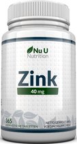 NuU Nutrition - Zink 40 mg - 365 Veganistische Tabletten - 1 jaar voorraad