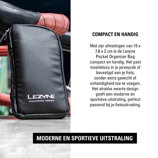 Lezyne Pocket Organizer Loaded MTB - Compacte fietstas met Lezyne Power Lever, Classic Tubeless Kit & Multi Tool Rap II 6 - Nylon - 15x7.6x2 cm - Zwart van Lezyne — afbeelding 3