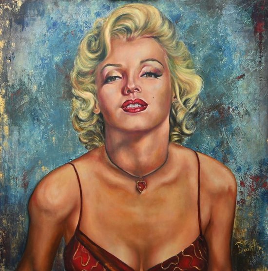 Schilderij canvas Marilyn Monroe - Artprint op canvas - breedte 100 cm. x hoogte 100 cm. - Kunst op canvas - vintage - myDeaNA
