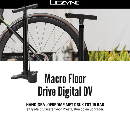 Lezyne Alloy Digital Drive Vloerpomp Zilver/Hi-Gloss