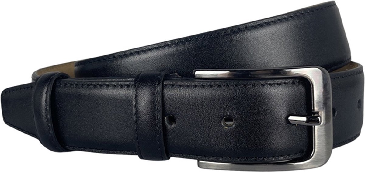 Riem Heren Zwart - 3.5 cm Breed - Riem Dames - Zwart Leer - Totale Riem Lengte 125 cm (Taillemaat tot 105 cm)