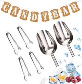 Candy Bar Accessoires Set, Suikertang, Tang Schop Guirlande, 304 RVS Ijstang voor Koffie, Keuken, Bruiloft, Bar, Feest en Buffet, Zilver, Salade IJsblokjestang Gebaktang Snoep