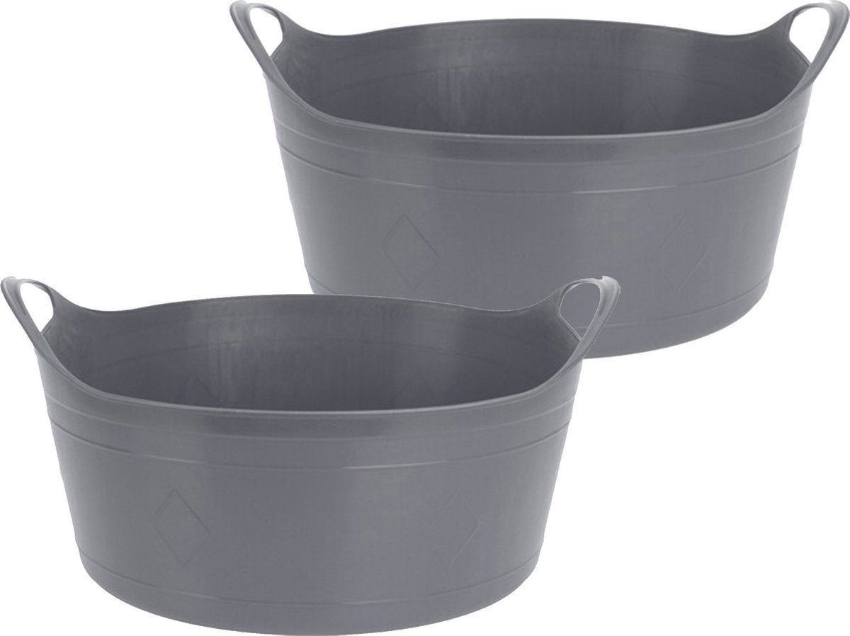 Goedkoopste Excellent Houseware Flexibele emmer - 2x - grijs - 15 liter - kunststof - 39 x 17 cm