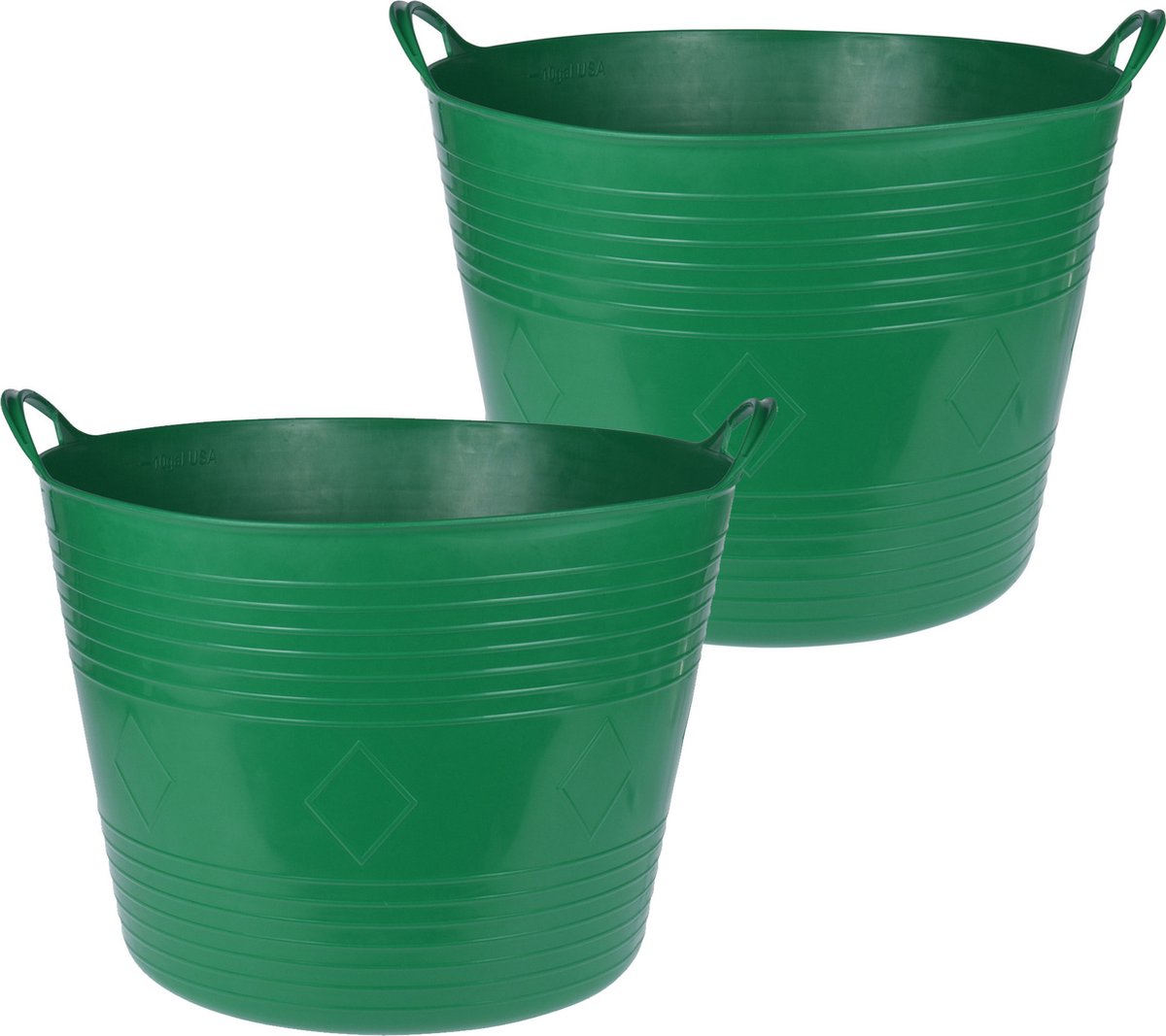 Goedkoopste Excellent Houseware Flexibele emmer - 2x - donkergroen - 40 liter - kunststof - 45 x 37 cm