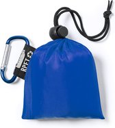 Poncho - Imperméable - Poncho de pluie - Vêtements de pluie - Jetable - Avec sac de rangement et mousqueton - Wit - Blauw