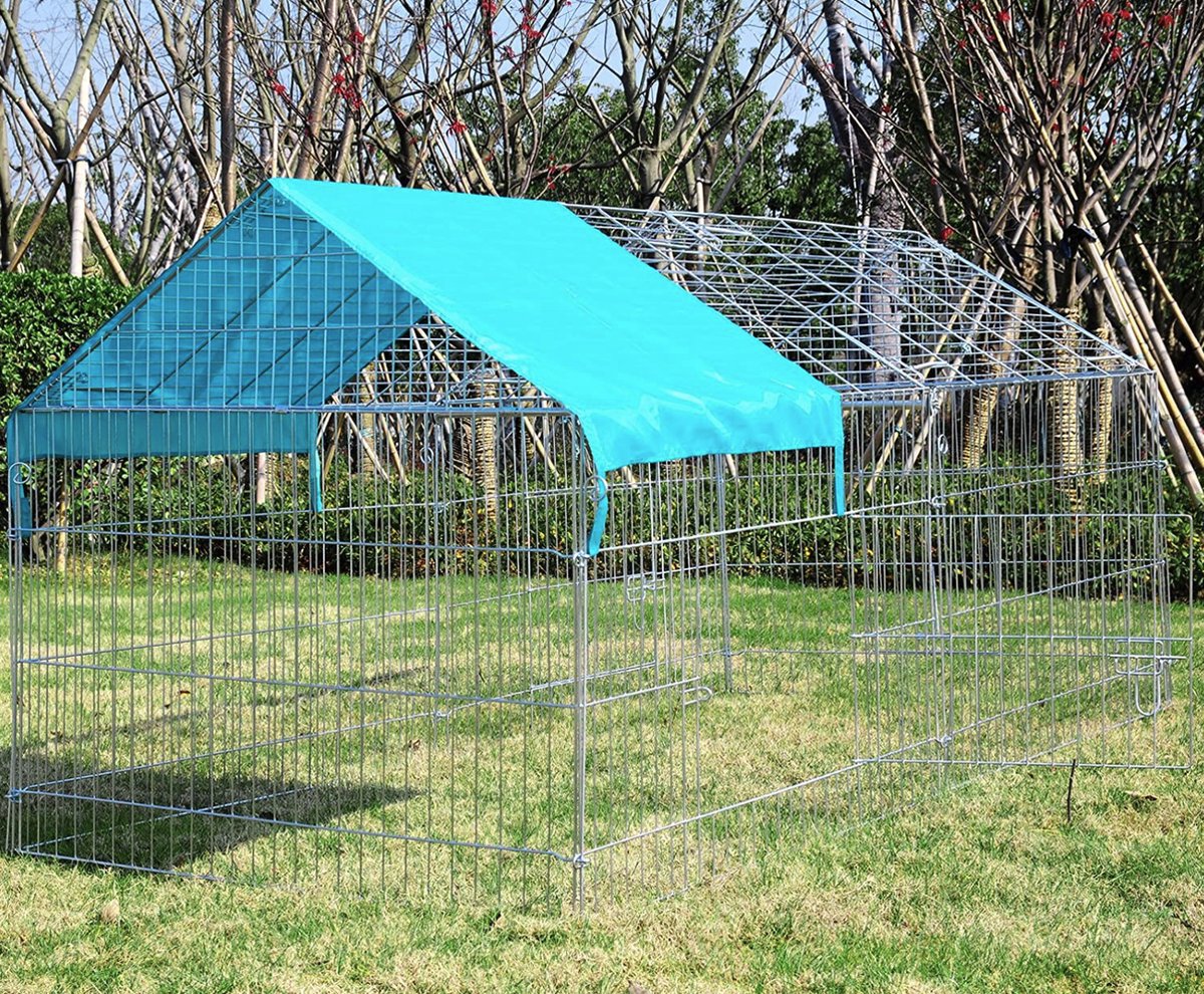Happyment Luxe Dierenren Ziva XL - Ren - Kippenren - Puppyren - Kattenren - Konijnenren - Knaagdierenren - Hondenbench - Zilver - 220x103x103 cm thumbnail 7