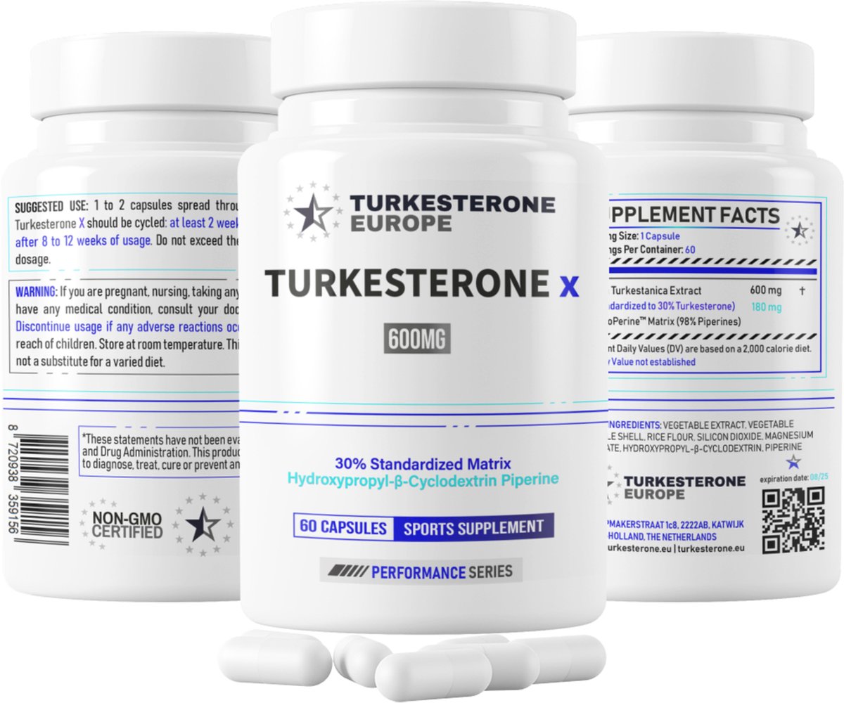 Goedkoopste 3 Pack - Turkesterone X 30 met HydroPerine™ - 180 Capsules (600mg
