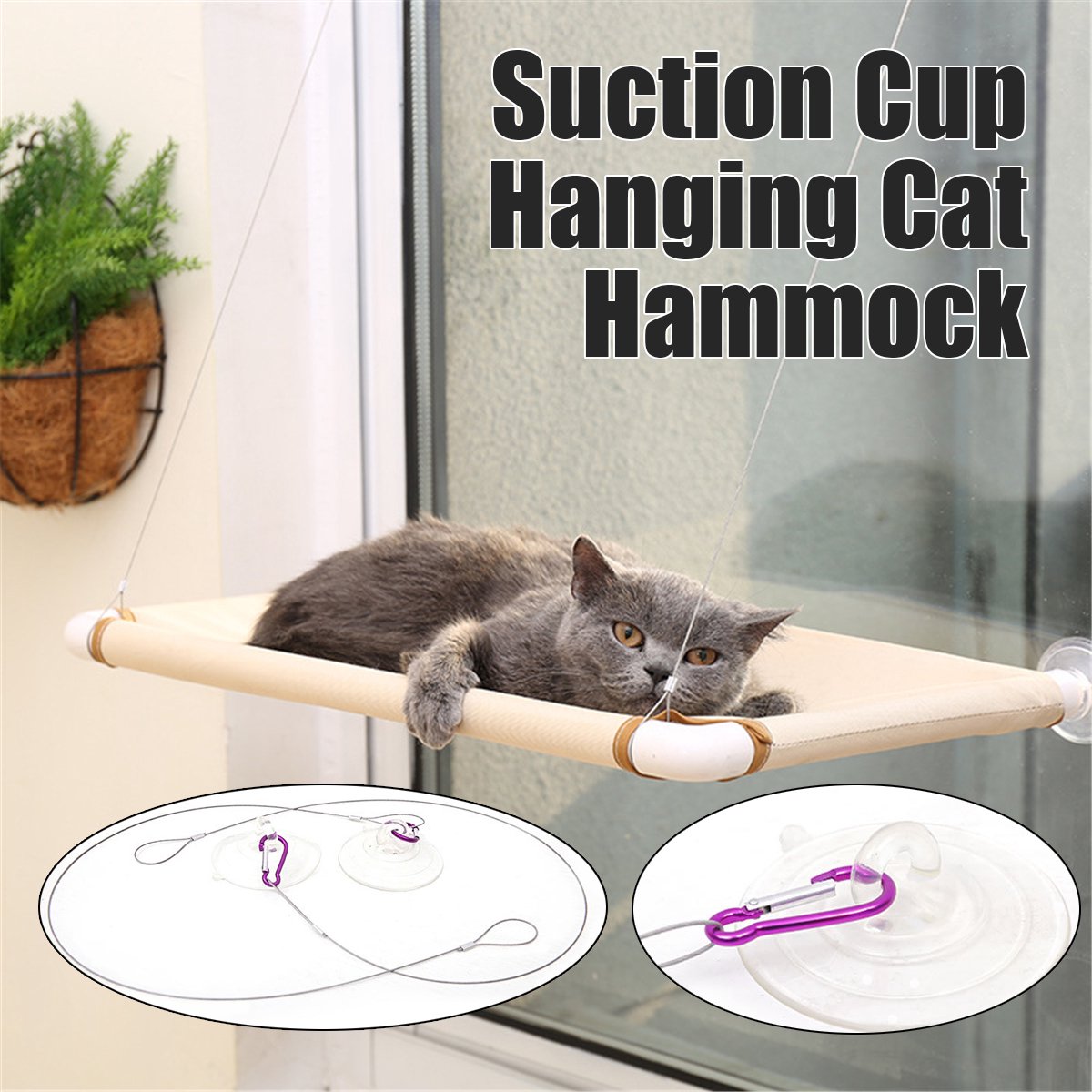 Kattenmand voor aan het Raam - Kattenbed - Hangmat Kat - Kattenhangmat - Zwart - incl