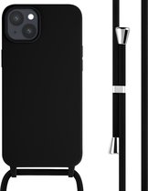 iMoshion Hoesje Geschikt voor iPhone 15 Plus Hoesje Met Koord - iMoshion Siliconen hoesje met koord - Zwart