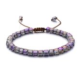 Sorprese armband - Ibiza Beads - armband dames - vierkante kralen - paars parelmoer - verstelbaar - cadeau - Model K