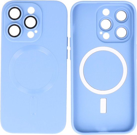 Hoesje Geschikt voor iPhone 14 Pro Max - Back Cover - MagSafe Hoesje met Camera Beschermer - Blauw