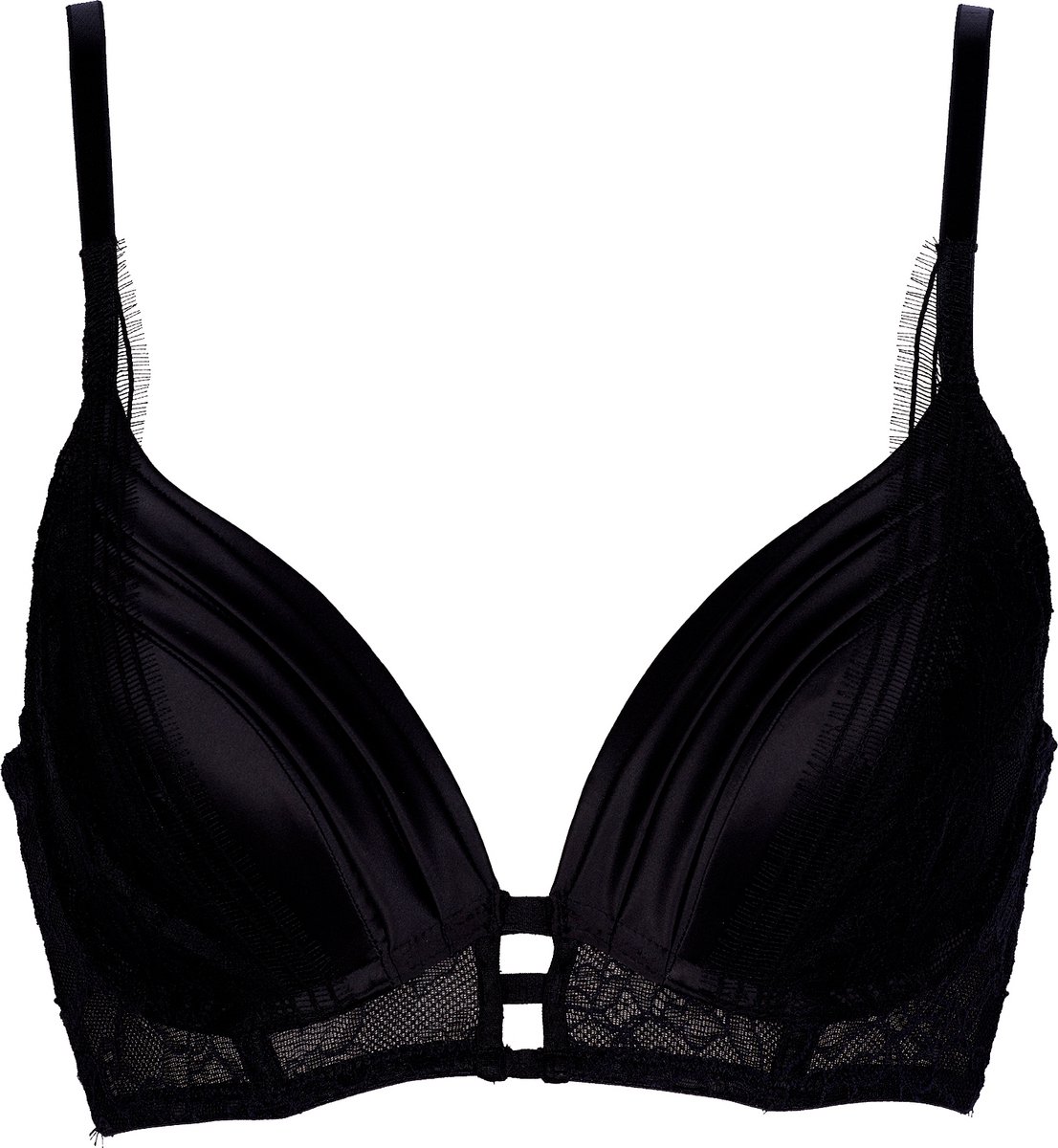 After Eden Toonya Push up longline bra with satin pleads Dames Beha - Black Zwart