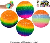 Fidget Toy Regenboog stressbal - 1 exemplaar - Super zacht - Satisfying - 7 cm groot - Stressbal voor de hand