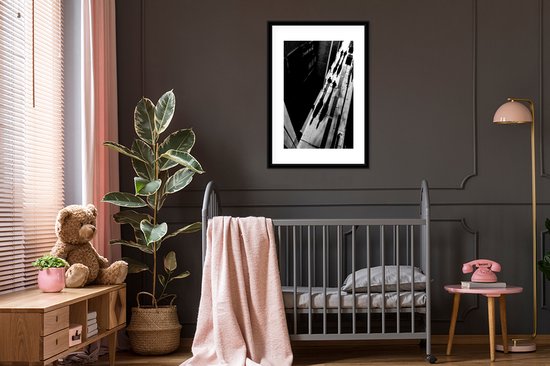 Rue - Zwart et Wit - Personnages - Cadre photo - Cadre - 60x90 cm - Affiche - Décoration murale