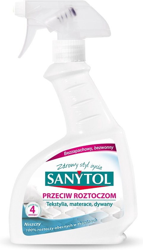 Sanytol anti-acariens spray pour des textiles sains pendant 4 mois.