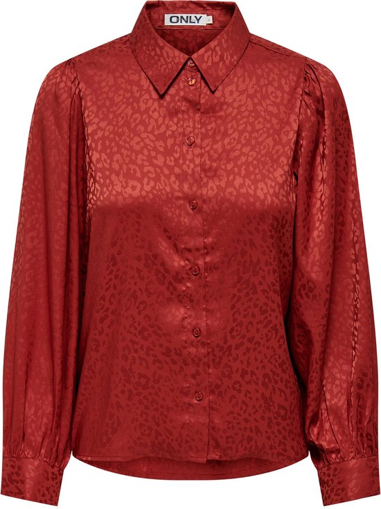 Only Blouse Onlalley Zora Ls Puff Shirt Wvn 15307798 Red Ochre Dames Maat - M