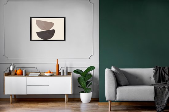 Affiche avec cadre - Cadre - Abstrait - - Beige - Formes - 60x40 cm - Photo sous cadre - Affiche abstraite