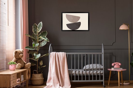 Affiche avec cadre - Cadre - Abstrait - - Beige - Formes - 60x40 cm - Photo sous cadre - Affiche abstraite