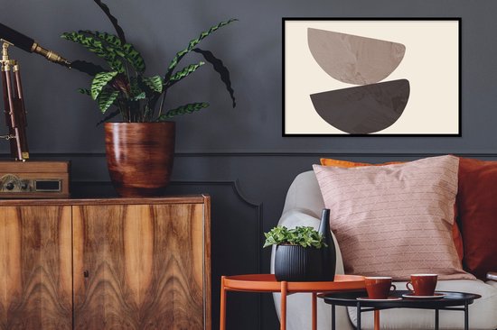 Affiche avec cadre - Cadre - Abstrait - - Beige - Formes - 60x40 cm - Photo sous cadre - Affiche abstraite