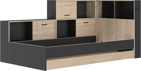 FURNISTAR Sofia Gestoffeerd bed, 160x200, met bedlade, tweepersoonsbed met opbergruimte en lattenbodem, boxspring-look, zonder matras, bed - crème