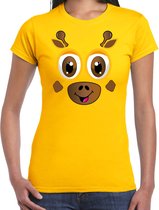 Bellatio Decorations dieren verkleed t-shirt dames - giraf gezicht - carnavalskleding - geel M
