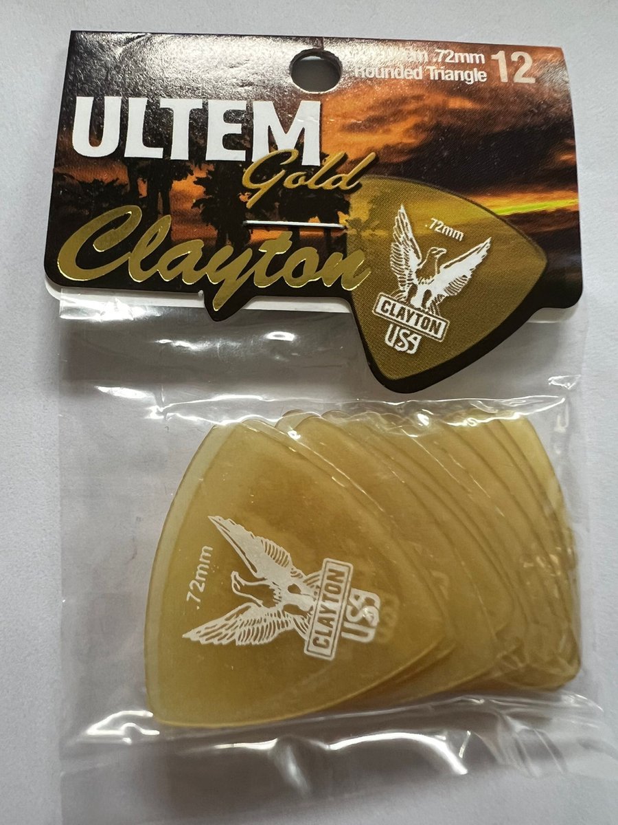 Clayton - Ultem Gold - Rounded Triangle plectrum - 0.72 mm - 12-pack