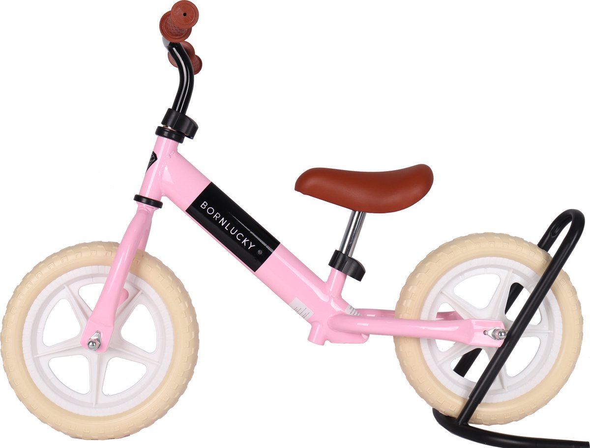 Born Lucky® Loopfiets –Vanaf 2 jaar – 10 inch massieve banden - Verstelbaar Zadel & Stuur – Roze — afbeelding 2