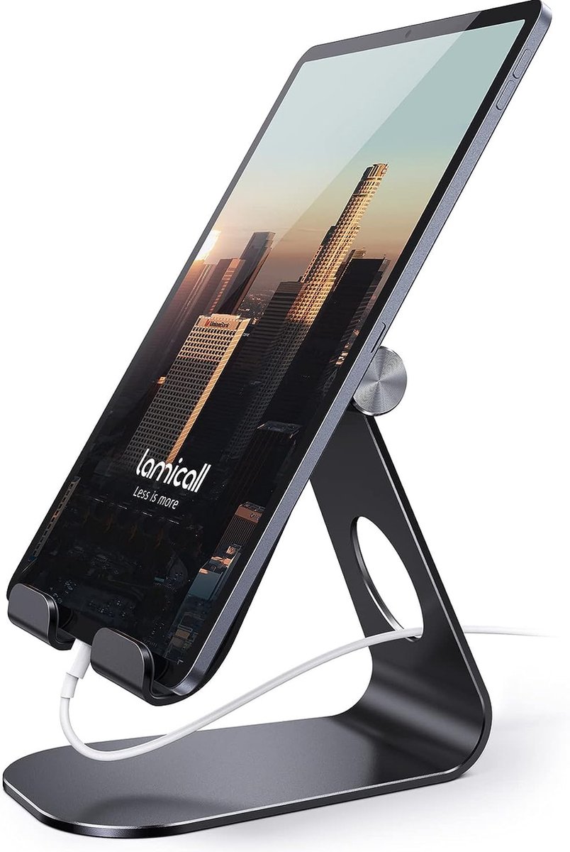 Tabletstandaard, Lamicall verstelbare tablethouder - Desktopstandaard Dock compatibel met New Pad 2019 Pro 10.2/10.5/9.7/12.9, Air mini 2 3 4, Nintendo Switch, Samsung Tab, andere tablets - Zwart