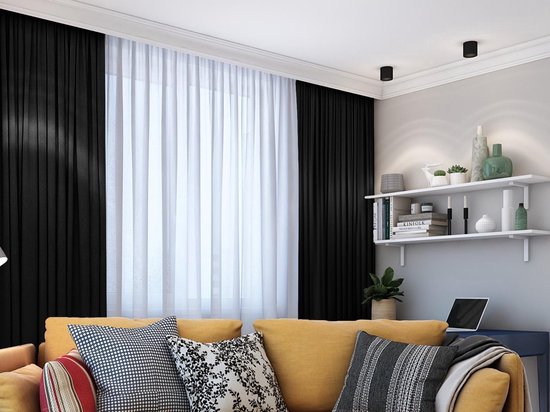 Maroyathome LEMONI - Gordijn - Verduisterend - met Plooiband - kant en klaar - 300 x 250 cm - 300 cm breedte en 250 cm lengte - Zwart - 1 Stuk
