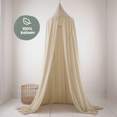 Cuddie Baby Klamboe Vintage - 100% Duurzaam Katoen - Nougat Beige - 245 cm - Luxe Kinderkamer Decoratie - Afneembare Ring voor Machinewas - Hemelbed voor Babybed - Babykamer voor Jongens & Meisjes - Inclusief haakschroef en plug