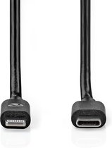 Nedis Lightning Kabel - USB 2.0 - Apple Lightning 8-Pins - USB-C Male - 480 Mbps - Vernikkeld - 2.00 m - Rond - PVC - Zwart - Envelop