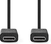 Nedis USB-Kabel - USB 3.2 Gen 2x2 - USB-C Male - USB-C Male - 240 W - 8K@30Hz - 10 Gbps - Vernikkeld - 1.00 m - Rond - PVC - Zwart - Label