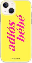 Fooncase Hoesje Geschikt voor iPhone 13 Mini - Shockproof Case - Back Cover / Soft Case - Adios Bebe / Geel & Roze