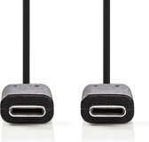 Nedis USB-Kabel - USB 3.2 Gen 1 - USB-C Male - USB-C Male - 60 W - 4K@60Hz - 5 Gbps - Vernikkeld - 1.00 m - Rond - PVC - Zwart - Doos
