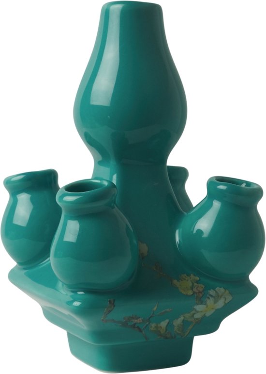 Heinen Delfts Blauw Tulpenvaas (top) Stapelgekte - Porselein - Groen - 9 x 15 x 9 cm (BxHxD)
