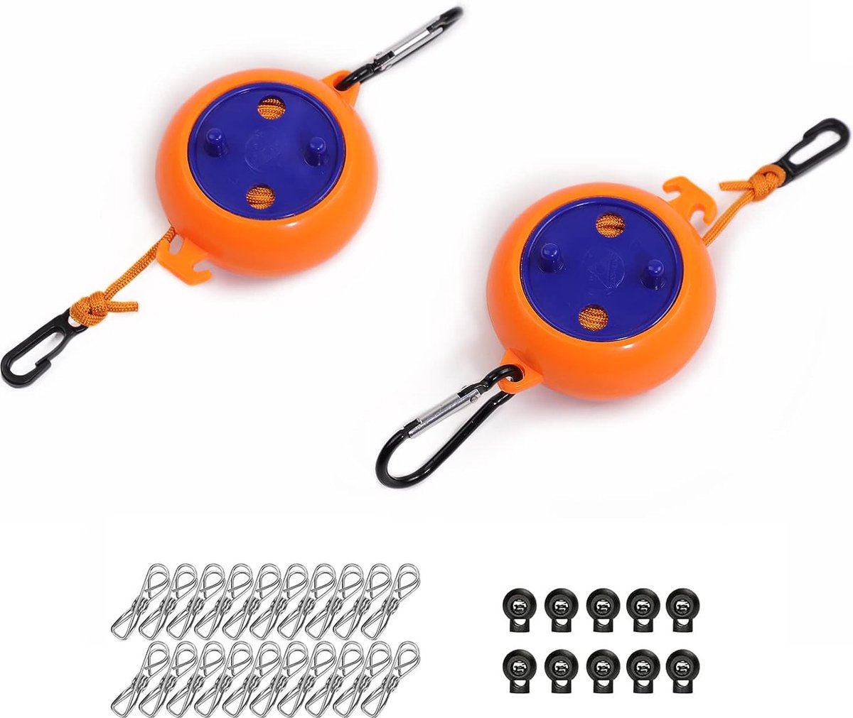 Waslijn, uittrekbaar, waslijn, camping, draagbaar, 8 m, outdoor, camping, winddicht, draagbaar hangend rek, kledingrek, wasrek, voor badkamer, wasruimte, tuin of reizen