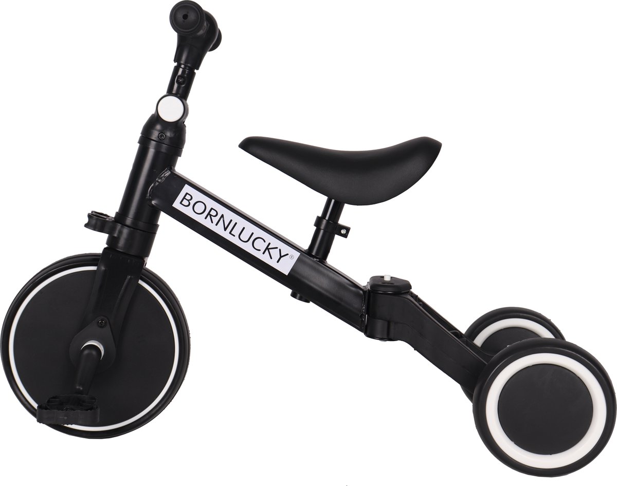 Born Lucky 4 in1 Driewieler / Loopfiets & Balance Bike - Zwart — afbeelding 7