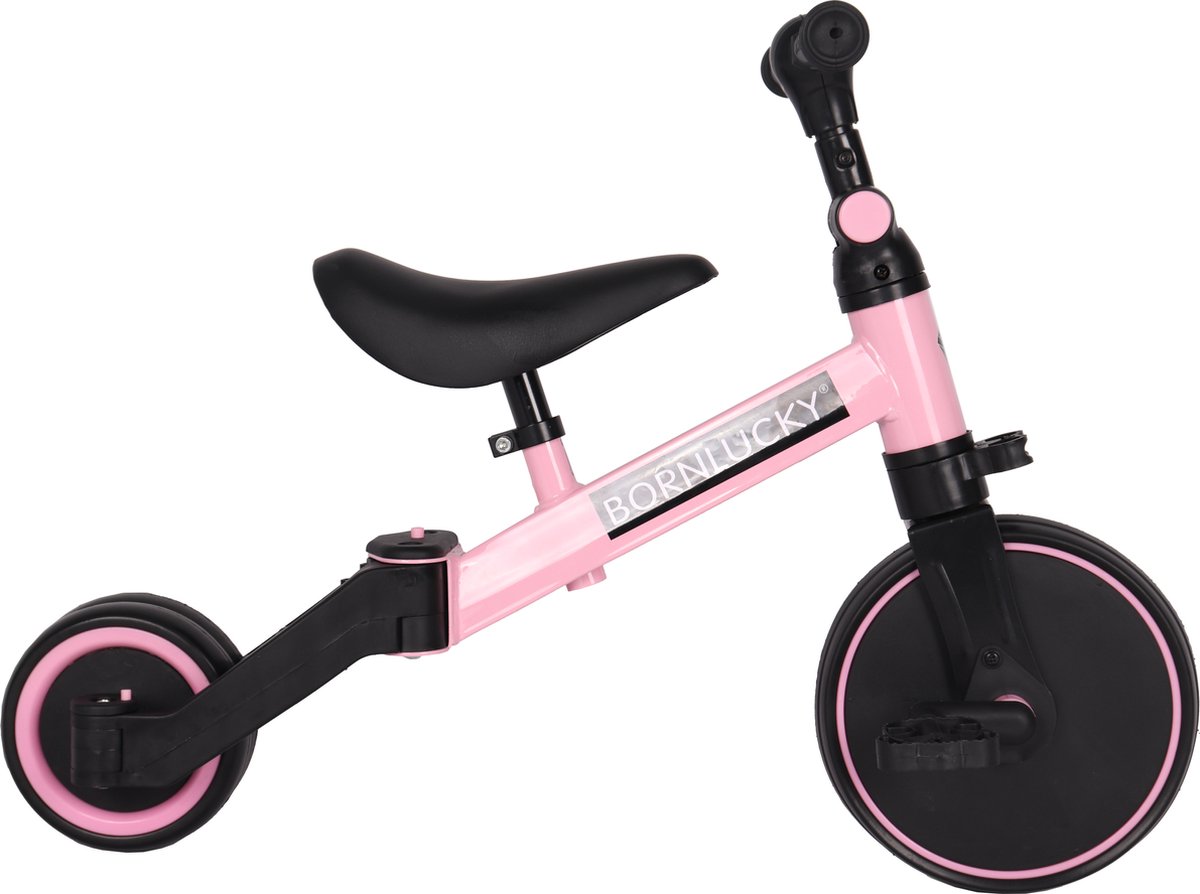 Born Lucky 4 in1 Driewieler / Loopfiets & Balance Bike - Roze — afbeelding 11