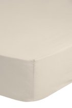 Luxe jersey geweven hoeslaken creme - 180x220 (lits-jumeaux extra lang) - heerlijk zacht en ademend - hoogwaardige kwaliteit - rondom elastiek - hoge hoeken - perfecte pasvorm