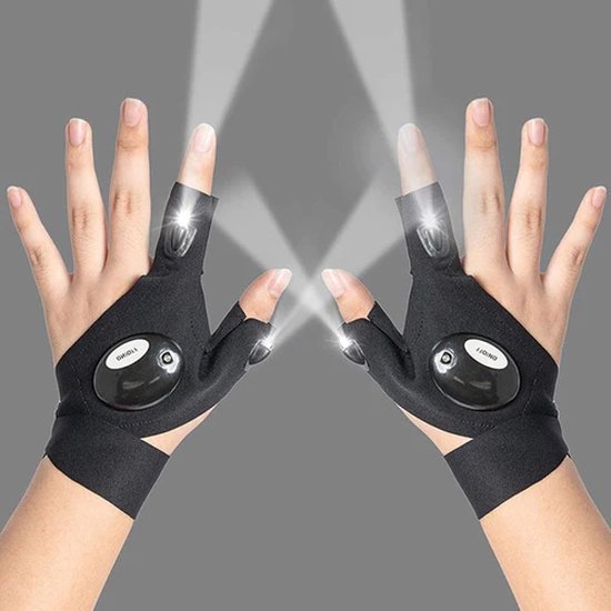 1 paire de gants avec lampe torche extérieure à LED