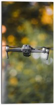 Dibond - Close-up van Grijze Vliegende Drone - 50x100 cm Foto op Aluminium (Wanddecoratie van metaal)