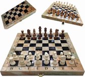 Shagam - 3-in-1 Set - 29 x 29 cm - Schaakbord - Dambord (8x8) - Backgammon - Hout - Met Schaakstukken - Opklapbaar - Schaakspel - Schaakset - Schaken - Chess - Damset